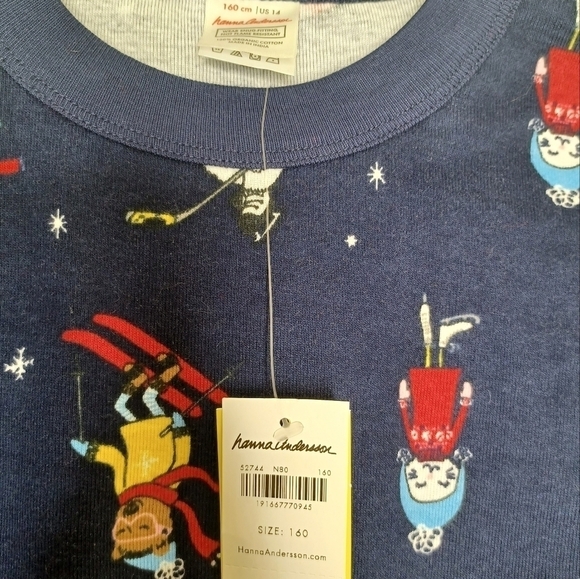 Hanna Andersson Long John Organic Cotton Pajamas Skiing Bears size 90 (US 3) - Picture 5 of 9